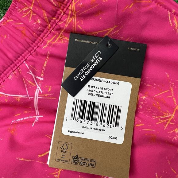 The North Face Wander Print Shorts Size 2XL Mens Pink Glow Valley - Picture 9 of 9